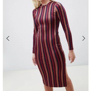 ASOS glitter stripe bodycon midi dress